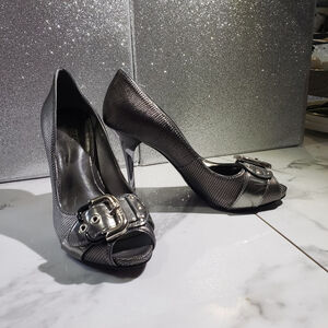 Guess Silver Peep Toe Heels